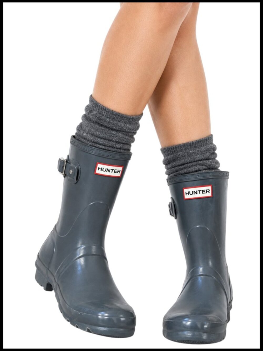 Hunter Original Short Gloss Rain Boots Graphite Gray Waterproof 10